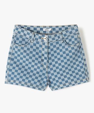 Short en jean fille motif damier vue2 - GEMO (JUNIOR) - GEMO