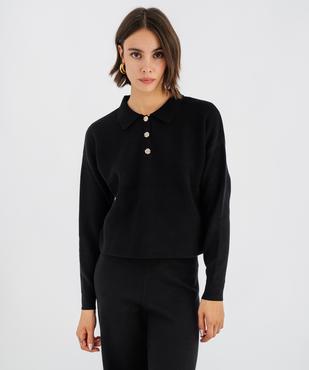 Pull col polo boutonné femme vue1 - GEMO(FEMME PAP) - GEMO