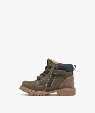 Boots bébé garçon mid-cut lisses à lacets et à zip - LuluCastagnette vue3 - LULU CASTAGNETT - GEMO