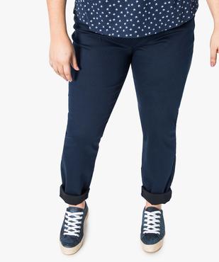Pantalon femme uni à taille élastiquée 2 poches vue1 - GEMO (G TAILLE) - GEMO