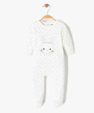 Pyjama bébé pont-dos en jersey à pois et motif lapin vue1 - GEMO(BB COUCHE) - GEMO