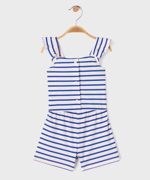 Combishort en coton avec bretelles à volants bébé fille  vue1 - GEMO 4G BEBE - GEMO