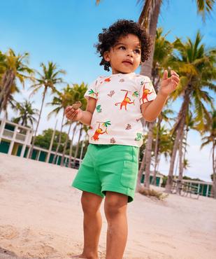 Short en maille côtelée avec taille ajustable bébé garçon vue4 - GEMO 4G BEBE - GEMO