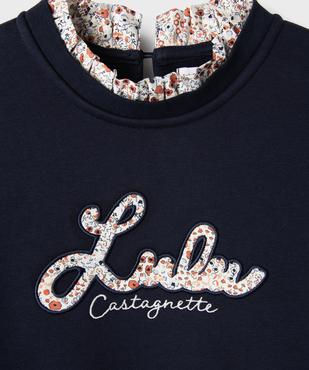Sweat à col froncé et inscription brodée fille - LuluCastagnette vue2 - LULUCASTAGNETTE - GEMO