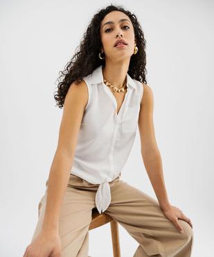 Chemise sans manches imprimée avec nœud dans le bas femme vue1 - GEMO 4G FEMME - GEMO