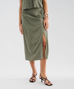 Jupe à taille élastiquée en viscose fluide imprimée femme vue1 - GEMO 4G FEMME - GEMO