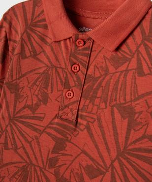 Polo manches courtes en jersey de coton motif feuillage garçon vue2 - GEMO 4G GARCON - GEMO