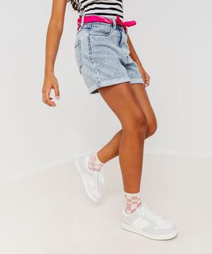Short en jean taille haute coupe droite fille vue8 - GEMO (JUNIOR) - GEMO