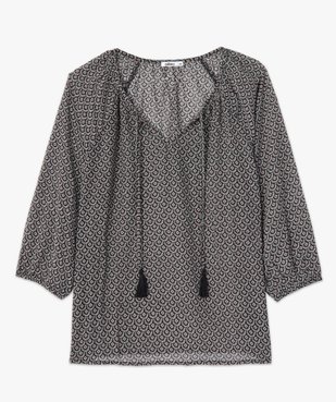 Blouse femme imprimée en voile à col rond vue4 - GEMO(FEMME PAP) - GEMO