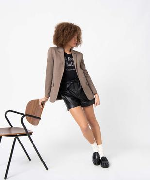 Tee-shirt femme à manches courtes avec message pailleté vue5 - GEMO(FEMME PAP) - GEMO