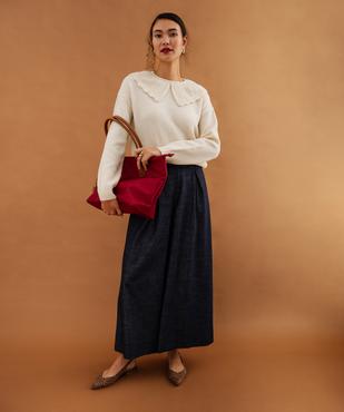 Pull à grand col fantaisie ajouré femme vue4 - GEMO(FEMME PAP) - GEMO