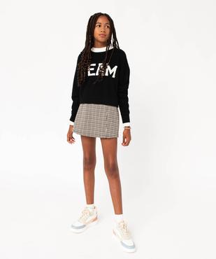 Jupe short à motif pied de poule fille vue5 - GEMO (JUNIOR) - GEMO