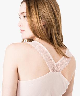 Débardeur en maille côtelée et lages bretelles en dentelle vue2 - GEMO(HOMWR FEM) - GEMO