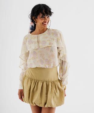 Blouse manches longues en voile fleur femme vue1 - GEMO(FEMME PAP) - GEMO