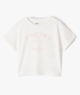 Tee-shirt fille à manches courtes coupe courte et large vue1 - GEMO (ENFANT) - GEMO