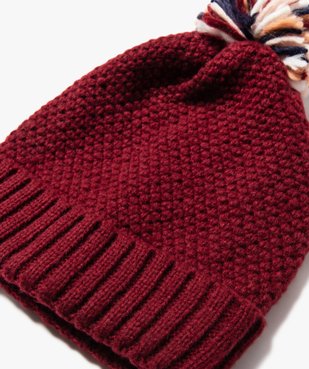 Bonnet à pompon en maille fantaisie fille vue2 - GEMO 4G FILLE - GEMO