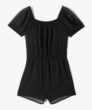 Combishort fille en voile avec fines rayures pailletées vue3 - GEMO (JUNIOR) - GEMO