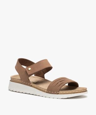Sandales femme confort à brides en cuir  vue2 - GEMO (CONFORT) - GEMO