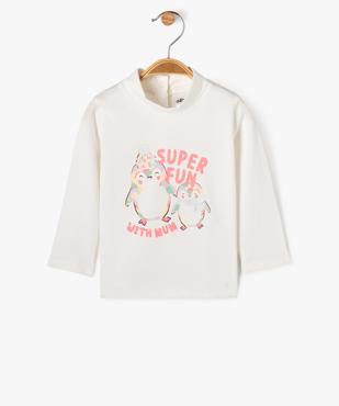 Tee-shirt manches longues et col roulé imprimé bébé fille vue1 - GEMO(BEBE DEBT) - GEMO