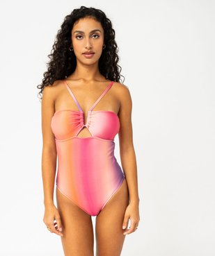 Maillot de bain 1 pièce bandeau forme bandeau femme vue2 - GEMO 4G FEMME - GEMO