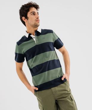 Polo manches courtes en jersey de coton rayé homme vue2 - GEMO 4G HOMME - GEMO