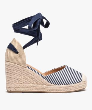 Sandales compensées femme dessus toile à lacets ruban vue1 - SANS MARQUE - GEMO