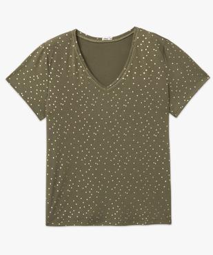 Tee-shirt femme grande taille à motifs pailletés et col V fantaisie vue4 - GEMO (G TAILLE) - GEMO