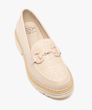 Mocassins chunky avec dessus aspect raphia femme vue5 - FOLLOW ME - GEMO