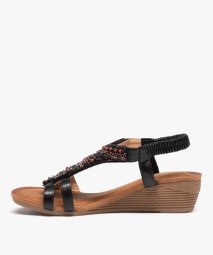 Sandales femme à petit talon compensé dessus en perles vue3 - SANS MARQUE - GEMO