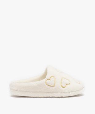 Chaussons fille mules en dessus peluche brodées coeur vue1 - GEMO (ENFANT) - GEMO