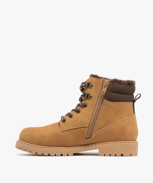 Boots garçon fourrées avec col matelassé à lacets bicolores et à zip vue4 - BUGGY - GEMO