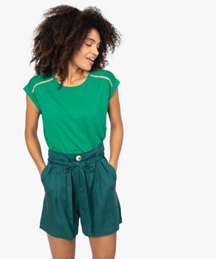 Tee-shirt femme pailleté avec manches ultra courtes à revers vue1 - GEMO(FEMME PAP) - GEMO