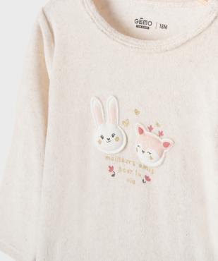 Pyjama 2 pièces en velours à motifs animaux bébé fille vue2 - GEMO 4G BEBE - GEMO