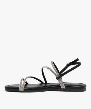 Sandales femme plates dessus fines brides strass  vue3 - GEMO (CASUAL) - GEMO