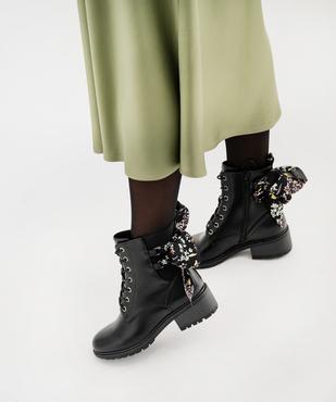 Boots à lacets et zip avec foulard sur la tige femme - Emilia Rosa vue7 - EMILIA ROSA - GEMO