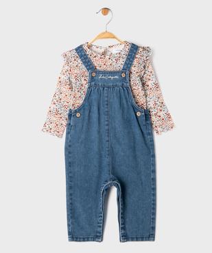 Ensemble 2 pièces bébé fille tee-shirt et salopette en jean - LuluCastagnette vue1 - LULUCASTAGNETTE - GEMO