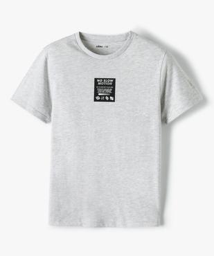 Tee-shirt garçon à manches courtes en jersey chiné et petit motif vue1 - GEMO (JUNIOR) - GEMO
