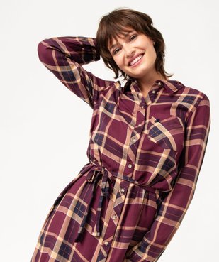 Robe chemise à carreaux femme - LuluCastagnette vue2 - LULUCASTAGNETTE - GEMO