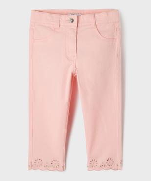 Pantacourt slim finitions brodées fille vue1 - GEMO (ENFANT) - GEMO