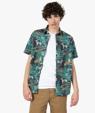 Chemise homme à manches courtes à motifs tropical savane vue1 - GEMO (HOMME) - GEMO