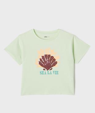 Tee-shirt manches courtes avec motif en sequins réversibles fille vue1 - GEMO (ENFANT) - GEMO