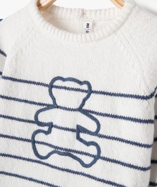 Pull rayé à dos boutonné bébé - LuluCastagnette vue3 - LULUCASTAGNETTE - GEMO