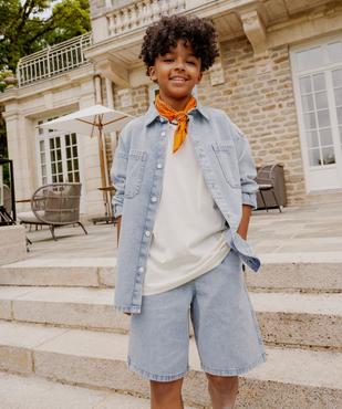 Chemise en jean délavé à poches poitrine garçon vue4 - GEMO (JUNIOR) - GEMO