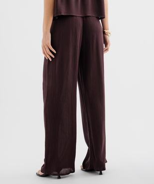 Pantalon large en viscose froissée femme vue3 - GEMO 4G FEMME - GEMO
