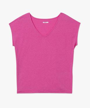 Tee-shirt manches courtes coupe loose en lin femme vue4 - GEMO 4G FEMME - GEMO