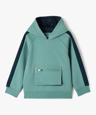 Sweat à capuche bicolore avec poche zippée garçon vue1 - GEMO (ENFANT) - GEMO