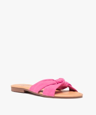 Mules femme à talon plat et dessus en toile drapée vue2 - GEMO (CASUAL) - GEMO