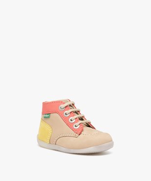 Chaussures premiers pas bébé fille en cuir multicolores - Kickers vue2 - KICKERS - GEMO