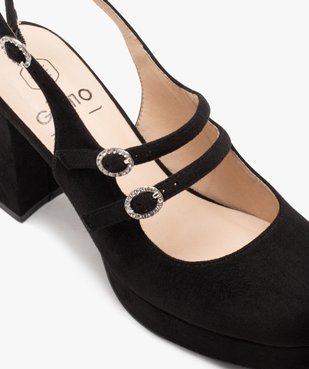 Escarpins femme unis à talon haut carré et brides à boucle vue6 - GEMO(URBAIN) - GEMO