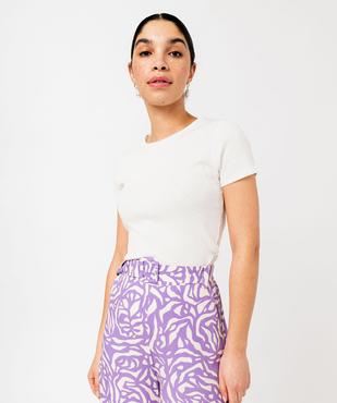 Tee-shirt manches courtes en maille côtelée femme vue2 - GEMO 4G FEMME - GEMO